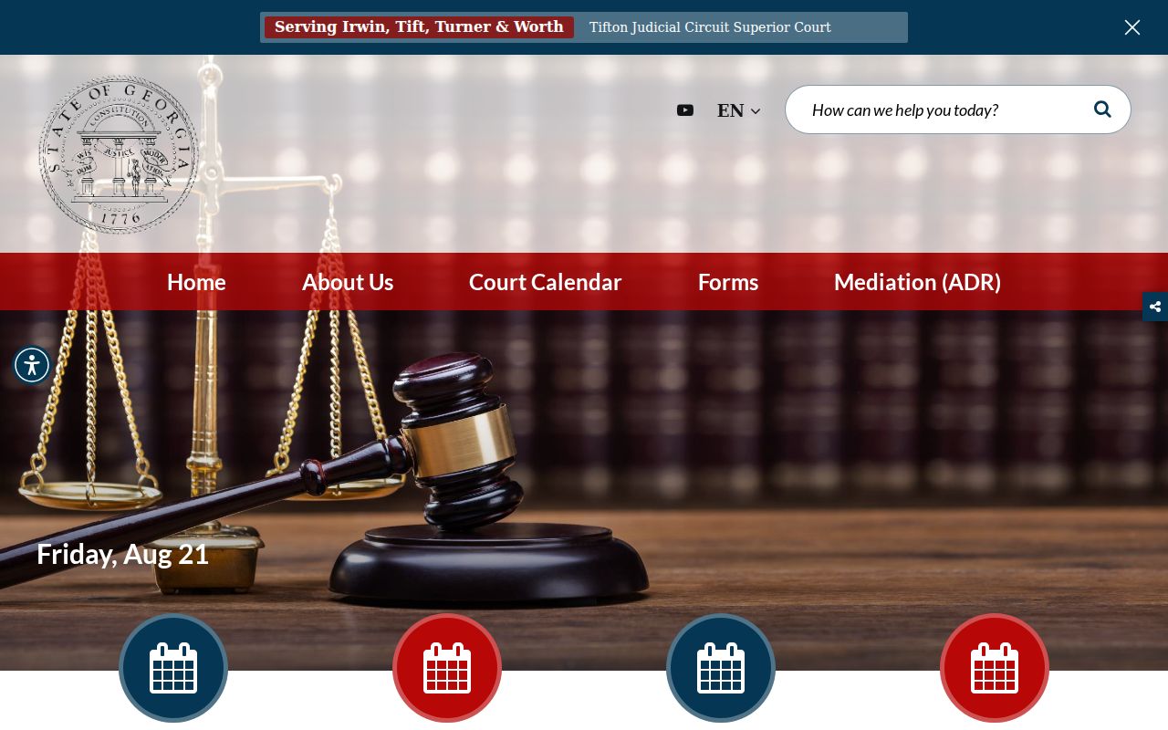 Tifton Judicial Circuit website identifying Worth County within the circuit