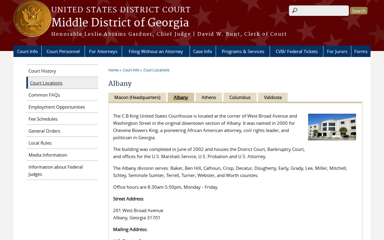 Sumner court records Albany federal division