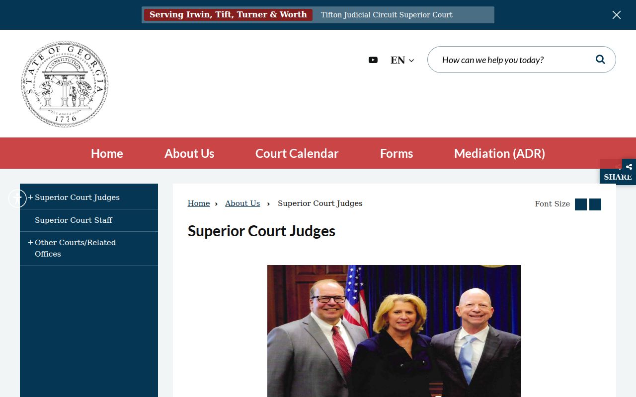 Worth County court schedule Superior Court judge roster
