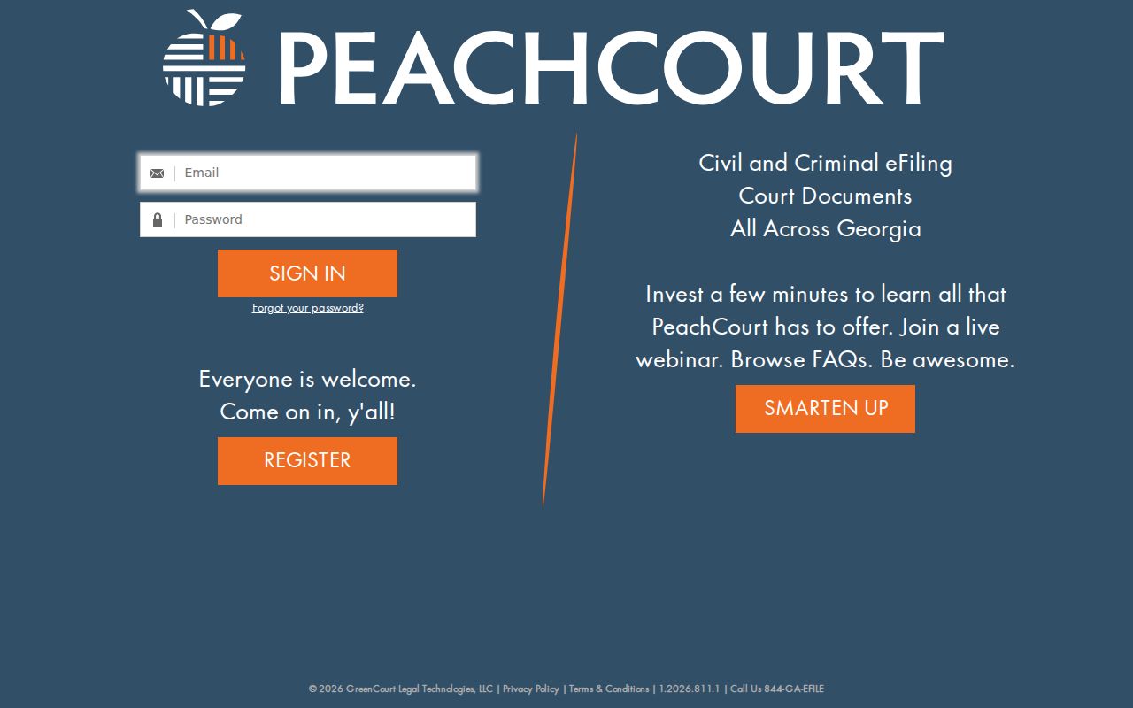 PeachCourt sign-in gateway for Worth County docket searches